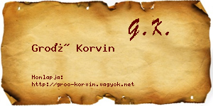 Groó Korvin névjegykártya